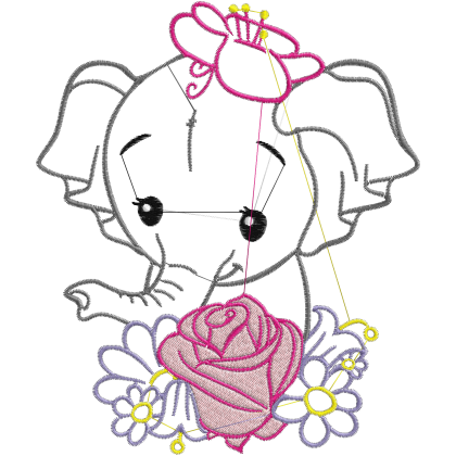 Matriz de Bordado Elefante Contorno 3